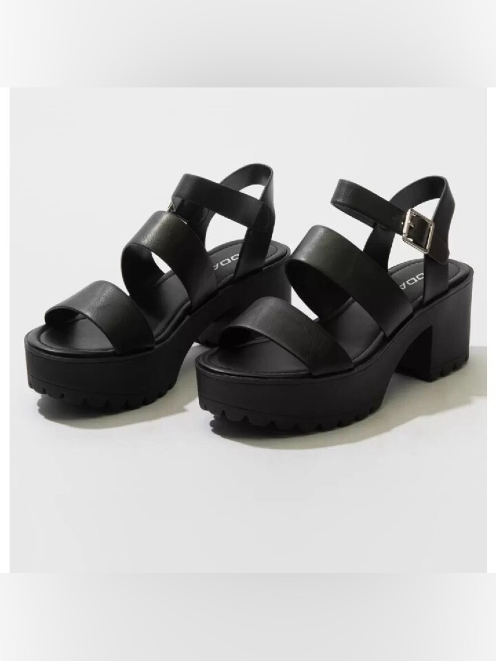 Soda Platform Lug Sole Sandals in Black | Size 10